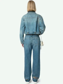 Shop Zadig & Voltaire Aretha Cropped JacketNEW Mediumwash